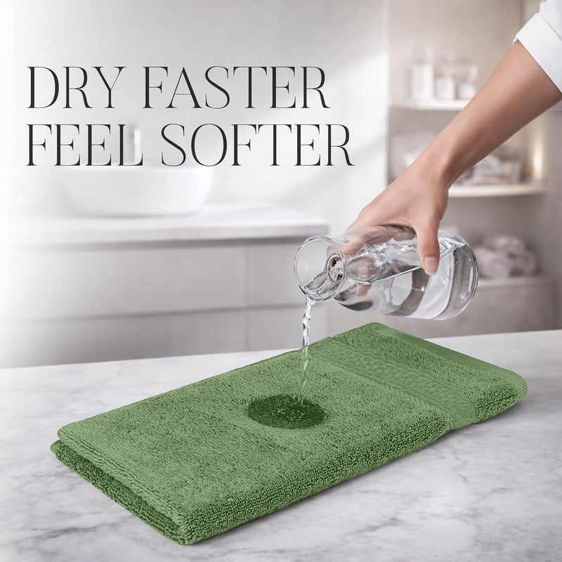 Riverside 12 Pack Premium 100% Cotton Face Wash Cloths, 12 x 12 Inches, Soft & Absorbent Face Towels for Bathroom Wash Clothes, 550 GSM, Luxury WashCloths for Showering, Body, Spa & Gym, Sage Green - Image 4